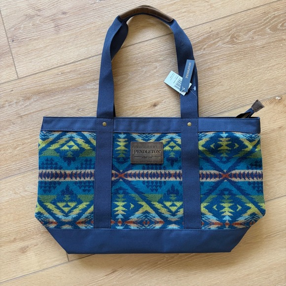 Pendleton Handbags - Pendleton Diamond Desert Zip Tote Bag Blue Geometric Wool‎ Canvas Aztec western